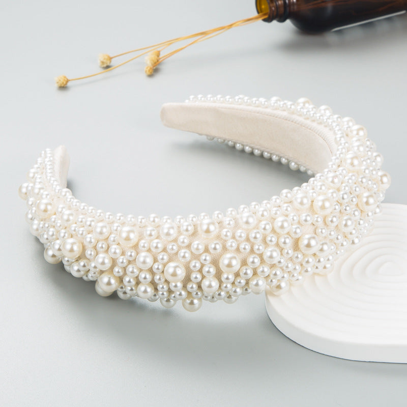 Wholesale Valentine's Day High Skull Sponge Pearl Wide Brimmed Headband